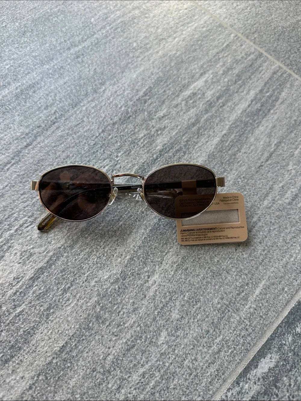 NWT FRYE Savannah Women’s Sunglasses in Olive Gold Slim Oval Metal Frame No Case